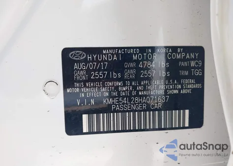 2017 Hyundai Sonata Plug-In Hybrid Limited из США, поврежденный, VIN KMHE54L28HA071637